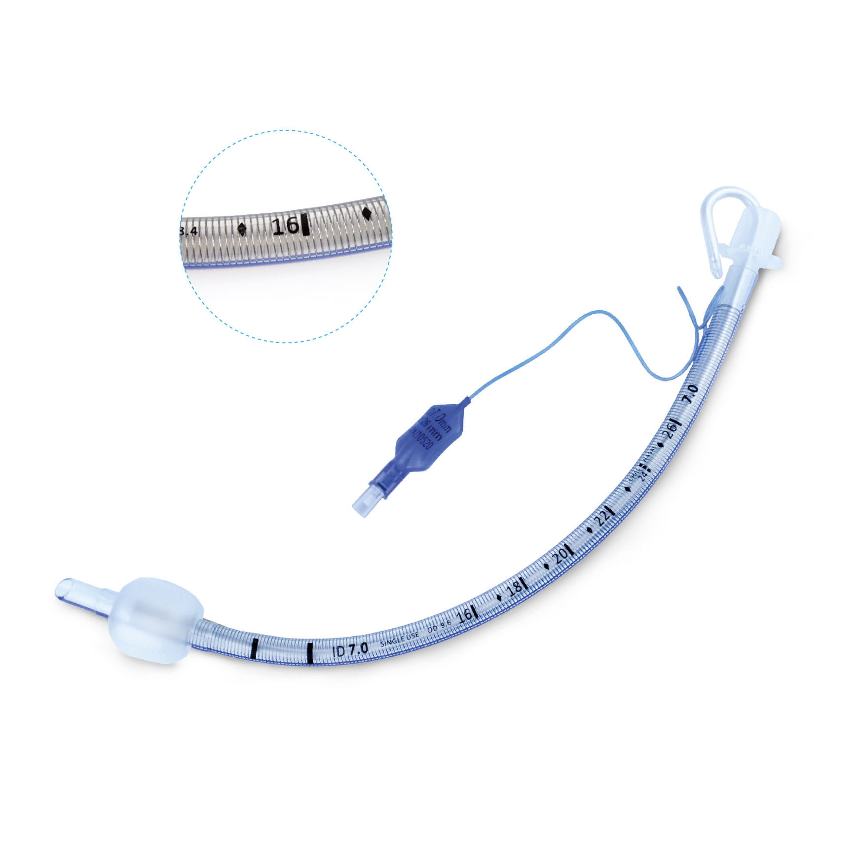 Reinforced Endotracheal Tube with Cuff and Stylet