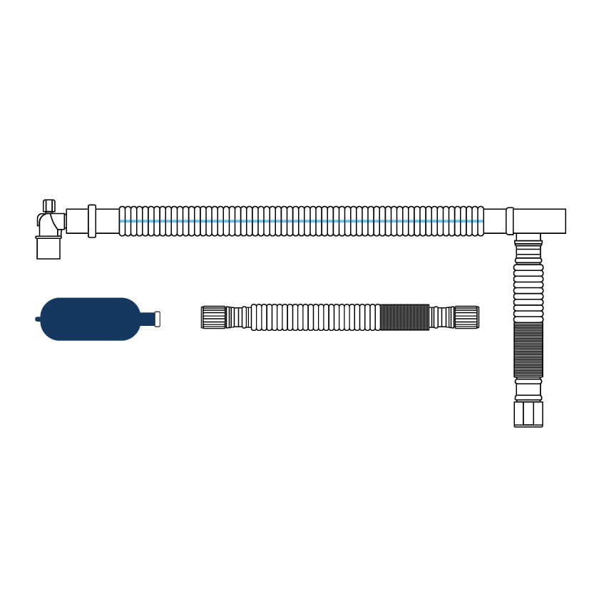 DuoLimb Single-Limb Breathing Circuit with Vertical Membrane, 183 cm, 2L Bag